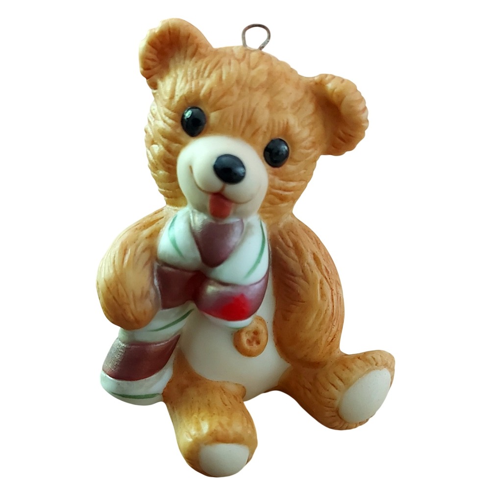 Vintage 1985 Hallmark Cinnamon Bear Porcelain Ornament 3rd in Series QX479-2 box